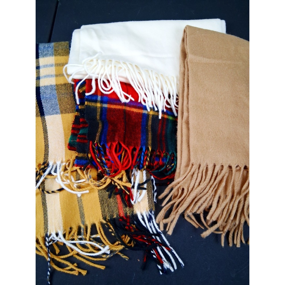 Cashmink Scarf Lot of 4 V. Fraas Christian Dior Cashmaire Fringe Vintage SOFT